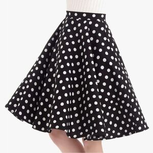 Polka Dot Flare Skirt - Black and White NWT
